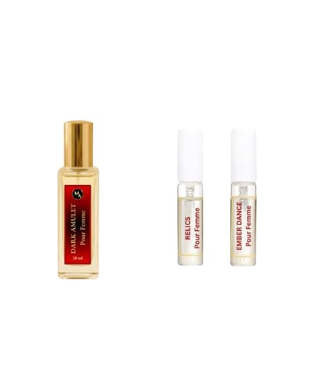 Image of MYSTIC AURA Dark Amulet Pour Femme | 20ml EDP For Women + Pack(2x3ml) | Signature Pack, Floral Vanilla Fragrance, Travel Pack, Long-Lasting Luxury, Vegan & IFRA Compliant