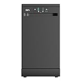 SIA SFSD459BL Freestanding Dishwasher, Slimline 45cm Width, 9 Place Settings, Delay Start, 4 Programs, 29 Minute Quick Wash, Black