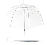 Gxybb Clear Bubble Umbrella,Large Rainproof Canopy Transparent Umbrellas for Rain Adult,Umbrellas for Rain,Perfect for Weddings Graduation and Outdoor Events - Automatic Open (Clear-White)