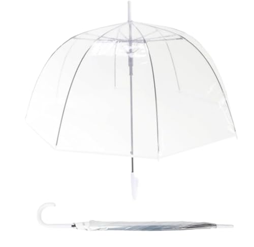 Gxybb Clear Bubble Umbrella,Large Rainproof Canopy Transparent Umbrellas for Rain Adult,Umbrellas for Rain,Perfect for Weddings Graduation and Outdoor Events - Automatic Open (Clear-White)