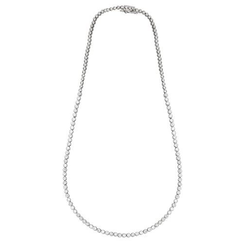 8 CT D VVS1 Lab Grown Diamond Riviera Tennis Necklace – Half Diamond, Half Illusion Setting in 14K White Gold, 16 Inch Luxury Jewelry
