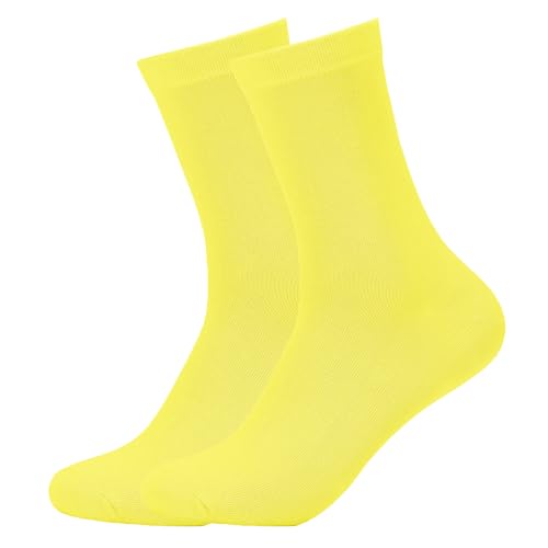 LMHCISO Mens Crew Dress Socks Plain Yellow Anti Odor Socks Size 8-13