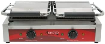 Front view of Avantco P85S Panini Grill with closed plates