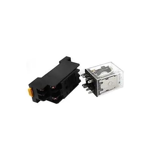 Relé de potencia DPDT 12V de 8 pines con base para carril y piloto luminoso LED verde de control 2