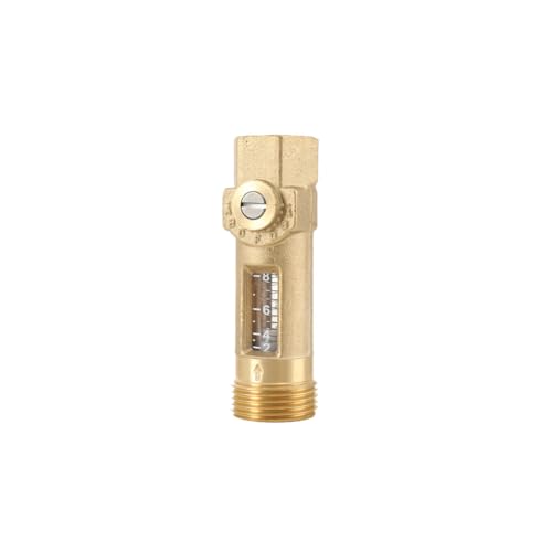 Cozyel Messing Einfache Dusche Durchfluss Wasserventil mit Feder Durchflussmesser 2-8L/min für Heizung und Kühlwasseranlage DN15 Innengewinde 1/2 DN20 Aussengewinde 3/4
