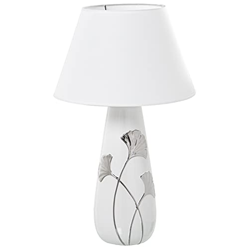 Lampe céramique blanche et argent salon grand modèle E27
