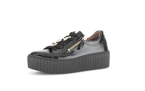 Gabor Damen Low-Top Sneaker, Frauen Halbschuhe,Best Fitting,Freizeitschuhe,Laufschuhe,schnürschuhe,schnürer,schwarz (Gold),39 EU / 6 UK
