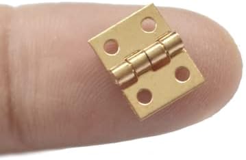 30 Pcs Antique Gold Mini Hinge Vintage Brass Folding Butt Hinges with Screws for Crafting Box Jewelry Wood Case Gift Chest Trinket Boxes Small Size (Length:3/8", Width:5/16")