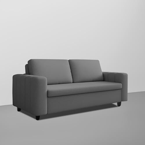 Image of Cisco 3 Seater Sofa Cum Bed for Home & Living Room (Dark Grey Fabric) | Modern Premium Fabric Sofa Set | Comfortable Convertible Sofa Bed | Furniture for Home, Office & Living Room