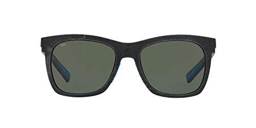 Costa Del Mar Women's Caldera Polarized Rectangular Sunglasses, Net Grey/Blue Rubber/Grey Polarized-580G, 55 mm