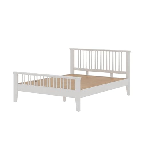 Image of Wakefit Bed | Queen (78 X 60) Solid Wood Bed Without Storage, 3 Year Warranty | - Kairavi - White Matt