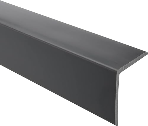 QUEST Winkelprofil 27x27mm – Selbstklebendes PVC-Gummi Kantenschutzprofil, Elastischer Eckschutz, Kunststoffwinkel für Kanten & Ecken, Dunkelgrau, 80cm
