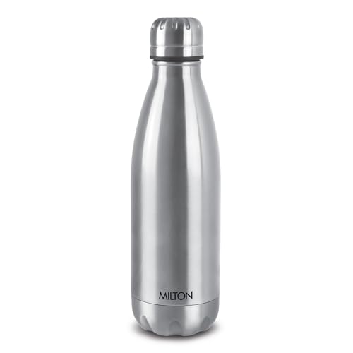 Milton Insulated Water Bottle 1 Litre (34 oz), Stainless Steel Double Walled Vacuum for 24 Hours Hot and Cold, Leakproof, BPA Free, Thermosteel Duo DLX 1000 Silver