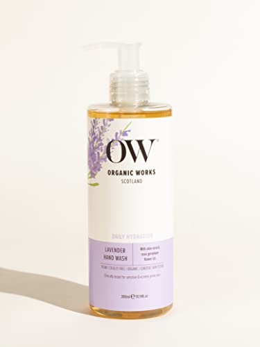 Organic Works 99% Natural Lavender Hand Wash | 300m/10oz | Clinically tested and suitable for eczema prone skin | 100% Vegan | 100% Cruelty Free | Enriched with Lavender Essential Oil