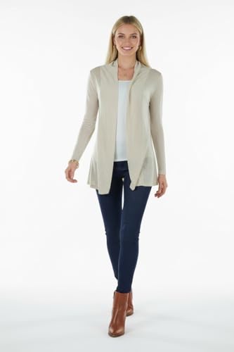 Image of ToBeInStyle Womens Open Front Long Sleeve Lightweight Asymmetrical Draped Cardigan with Side Pockets