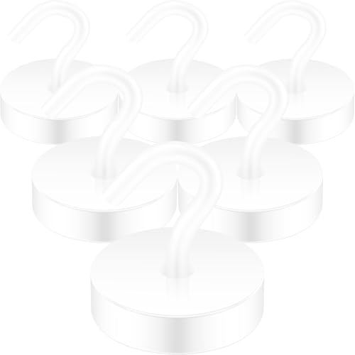 Neosmuk Magnethaken 30kg Magnet Haken Extra Stark für Spind Organizer Neodym Magnete Haken Magnetisch Sehr Stark für Werkstatteinrichtung Heckzelt Grill Kleiderhaken Weiß