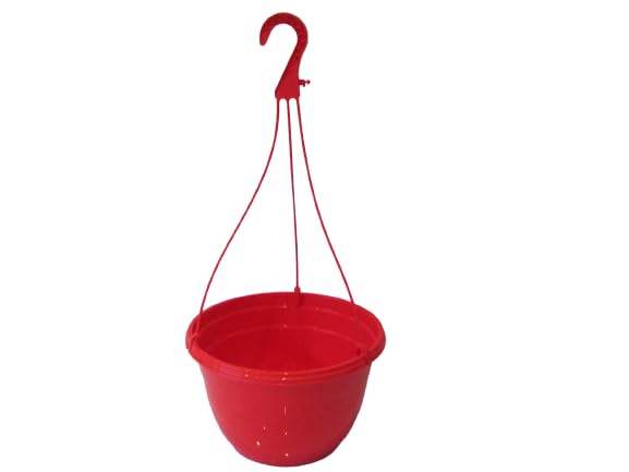 The Flowerpot Men 27CM PLASTIC HANGING POTS BASKETS PLANTERS X3 (x3, Red)