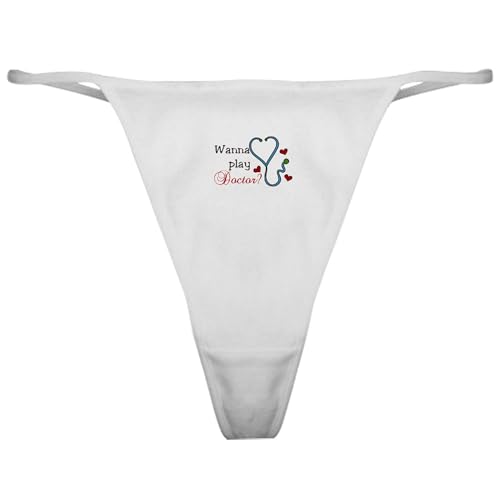 CafePress Wanna Play Doctor Classic Thong Underwear, Funny Womens Panties
