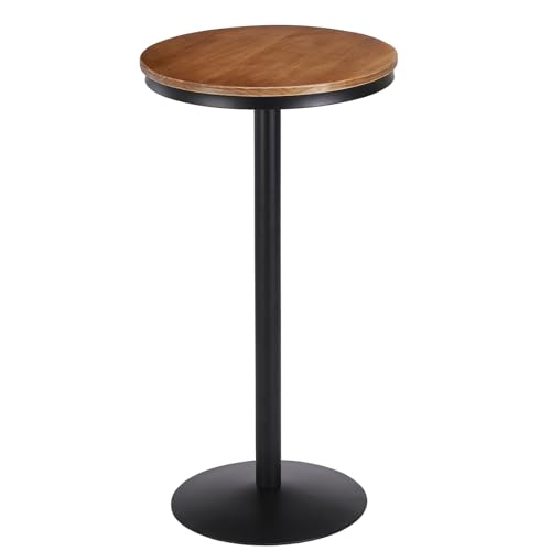 VILAVITA 42" Height Round Bar Table with Solid Wood Top and Sturdy Metal Base, Rustic Industrial Pub Table for Kitchen, Dining Room, Home, and Bistro