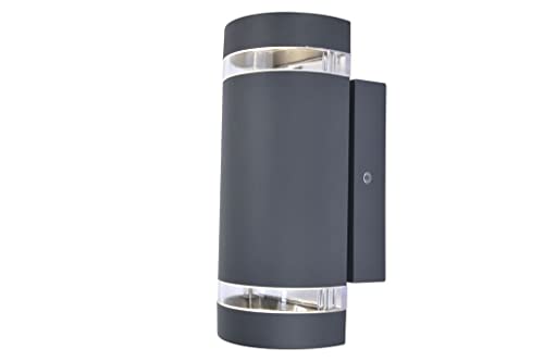 Image of LUTEC Focus Outdoor Wall Lights Dusk to Dawn,GU10 Socket (Bulb Not Included), IP65 Waterproof Mains Powered Exterior Wall Lamp, Dark Grey