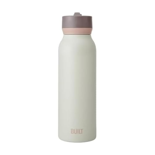 Built 40 oz Stainless Steel Water Bottle with Straw Lid - Double Wall Vacuum Insulated, Keeps Drinks Cold 8 Hours or Hot 4 Hours, Leak Proof, Fits Cup Holder, Chalk