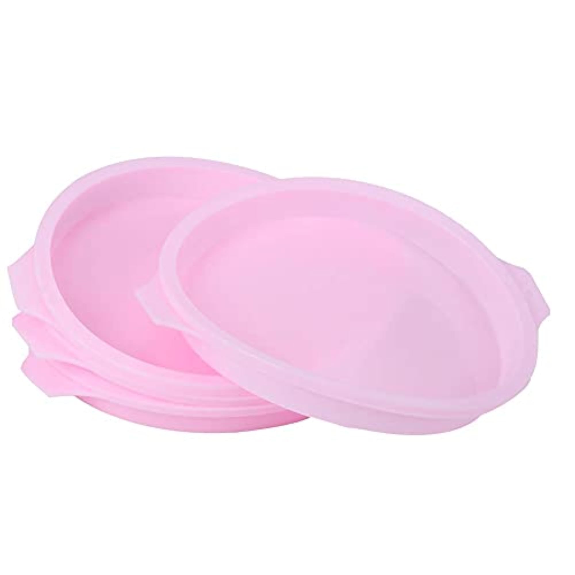 8 Inch Silicone Round Cake Pan, Pink Baking Tray Set
