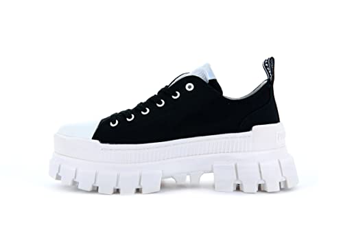 Palladium Women's Revolt Lo TX Fashion Sneaker, Black/Marshmallow, 7.5 M