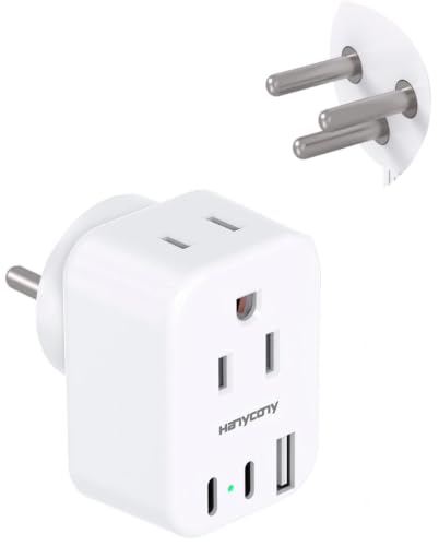 Image of Israel Travel Adapter, US to Israel Power Adapter, Type H Plug Converter
