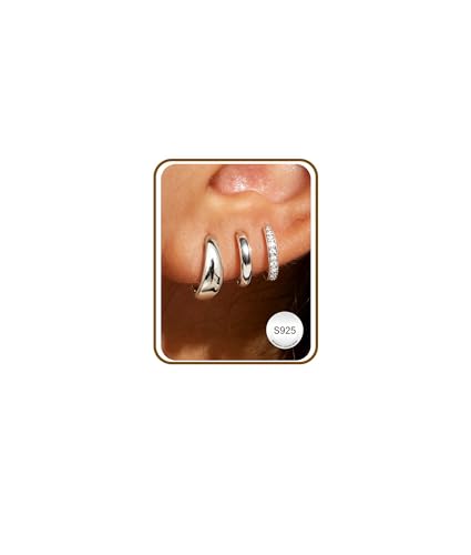 DORANA Sterling Silver Earrings for Women Non Tarnish Small Huggie Earrings 925 Hypoallergenic...