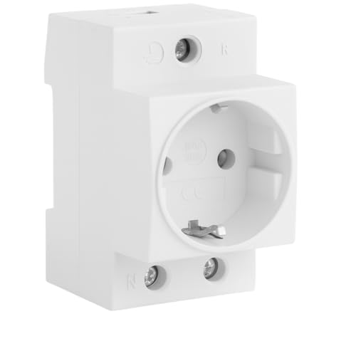 WEBMATEL Base Enchufe Schuko 2P+T 16A | Modular Blanco Montaje en carril DIN Toma de corriente