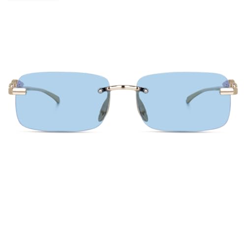 Image of IFLASH MC STAN Metal Plated Temple Vintage Rimless Sunglasses Retro Luxury Frameless Shades Rectangle Colored Lens Sun Glasses