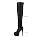 Bapolee Fashion Women's Over Knee High Stiletto Platform Heel Boots Night Sexy Black Leather Thigh High Boots