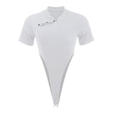Tops for Women 2023 Elegant Women's Crotch Triangle Hollow Open Waist Short Sleeve Tight Hot Girls Sexy Button T Shirt White
