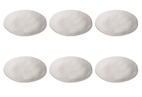 Abode Homewares Matte Organic 10.5'' Durable NewWave Melamine Dinner Plates, Premium Dishwasher- and Microwave-Safe Indoor/Outdoor Dinnerware for Camping and Outdoor Dining - Cream - Set of 6