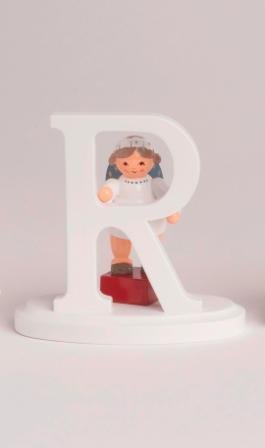 Chiffre d'ange Erzgebirge avec la lettre R déco de table pour Noël en famille