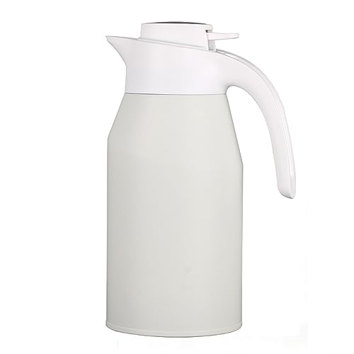 PIPOEI Thermoskanne - Bruch und auslaufsichere, Isolierkanne 1.6/2L - 304 Edelstahl Kaffeekanne Isolierkanne - Teekanne Thermo mit LED-Touchscreen-Temperaturanzeige White,1600ml-No