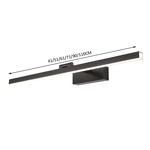Espejo luz frontal negro de 41 a 110 cm con iluminación LED impermeable para hogar 2