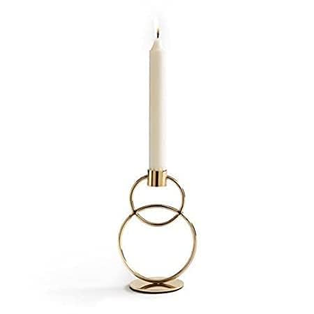 Image of Webelkart Premium Decorative Rings Candlestick Holder for Home and Dining Table Decor /Tealight Candle Holder for Home and Office Decor - (6.5 inches Gold) (Pack of 2)