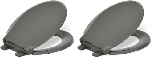 Image of KOHLER 4639-RL-NY Cachet ReadyLatch Round Toilet Seat Soft Close, Thunder Grey (Pack of 2)