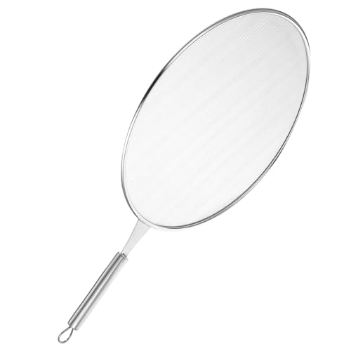 ABOOFAN Fat Splatter Guard Stainless Steel Mesh Cover with Handle Anti-splash Oil Guard for Frying Pan Cooking Shield for Skillet and Pancakes Easy to Clean
