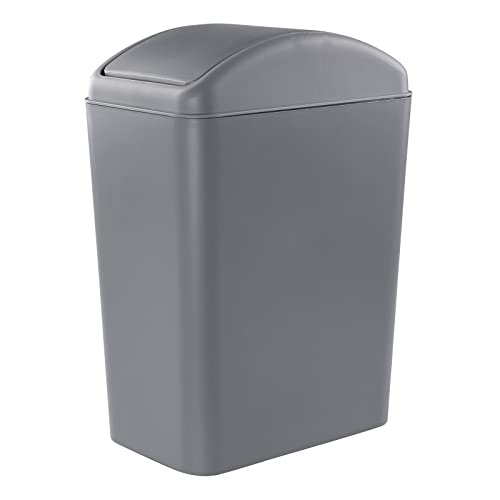 Image of Anbers 15 L Plastic Garbage Can, Grey Kitchen Trash Can with Swing Lid, F