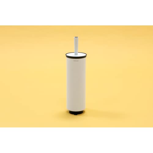 Image of Brabantia Profile Toilet Brush and Holder (White) Freestanding /Wall-Mounted Toilet Bowl Cleaner with Discreet Case Stand for Bathroom
