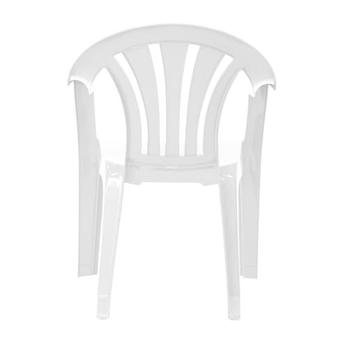 CrazyGadget Plastic Garden Low Back Chair Stackable Patio Outdoor Party Seat Chairs Picnic White Pack of 4 (X4)