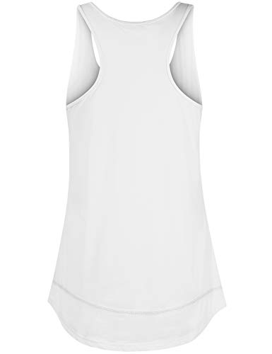 Cestyle Camisa feminina de corrida com gola redonda para ioga e treino, (Sleeveless) White, X-Large