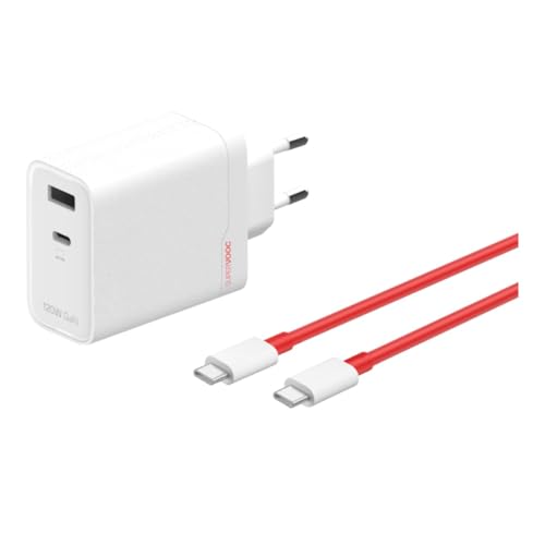 OnePlus Charger SUPERVOOC 120W Dual Port Cargador de Carga Rápida USB-C Con Cable Blanco