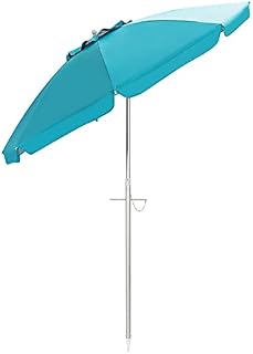 CASART 2M Beach Umbrella, Outdoor Parasol with UPF 50+ Protection, Tilt Crank and Carry Bag, Sun Shade Garden Umbrella for Patio Camping Garden Pool