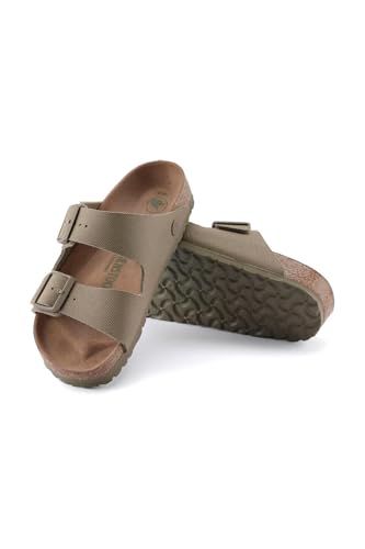 Image of Birkenstock Arizona SFB Mules /Clogs Women Gold Mules Shoes, Faded Khaki, 10 US