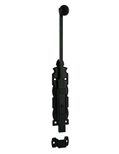 THIRARD - Verrou à Plaquer Coulissant pour Porte Intérieure - Corps et Gâche Acier 305 mm - Pêne plat coulissant - Utilisation Verticale ou Horizontale - Noir