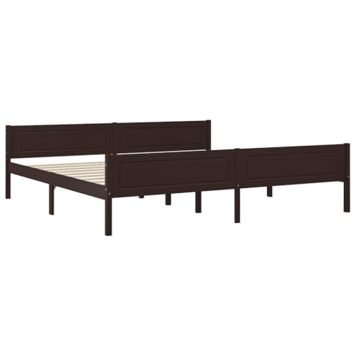 vidaXL Kiefernholz Massivholzbett Bettgestell Holzbett Futonbett Bett Doppelbett Bettrahmen mit Lattenrost Schlafzimmerbett Dunkelbraun 200x200cm vidaXL Kiefernholz Massivholzbett Bettgestell Holzbett Futonbett Bett Doppelbett Bettrahmen mit Lattenrost Schlafzimmerbett Dunkelbraun 200x200cm