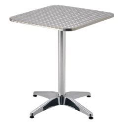 METRO Professional Mesa de Exterior, Aluminio, Superficie de Acero Inoxidable, Apta para 2 Personas, pies Ajustables, Plata